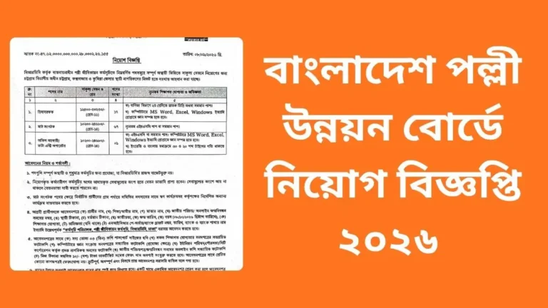 বাংলাদেশ পল্লী উন্নয়ন বোর্ডে নিয়োগ বিজ্ঞপ্তি ২০২৬ 